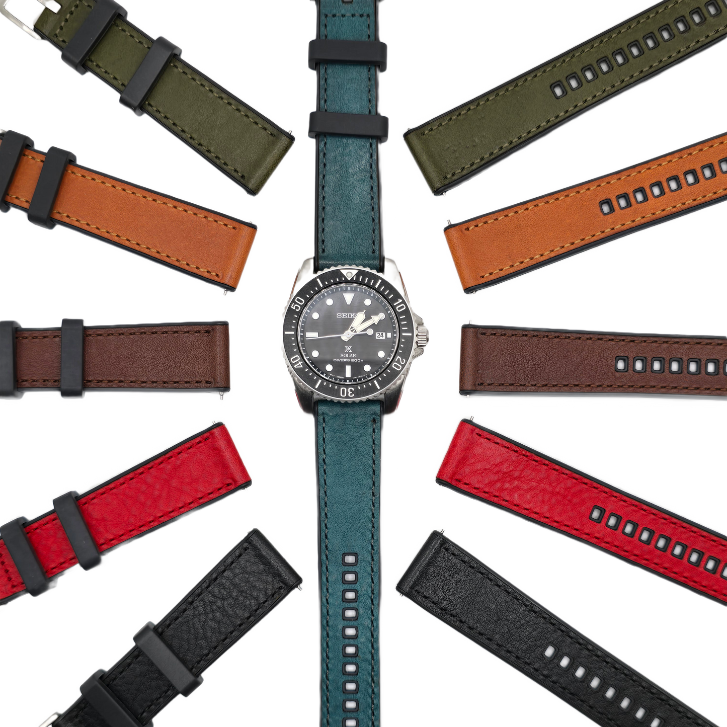 HYBRID LEATHER/RUBBER STRAP